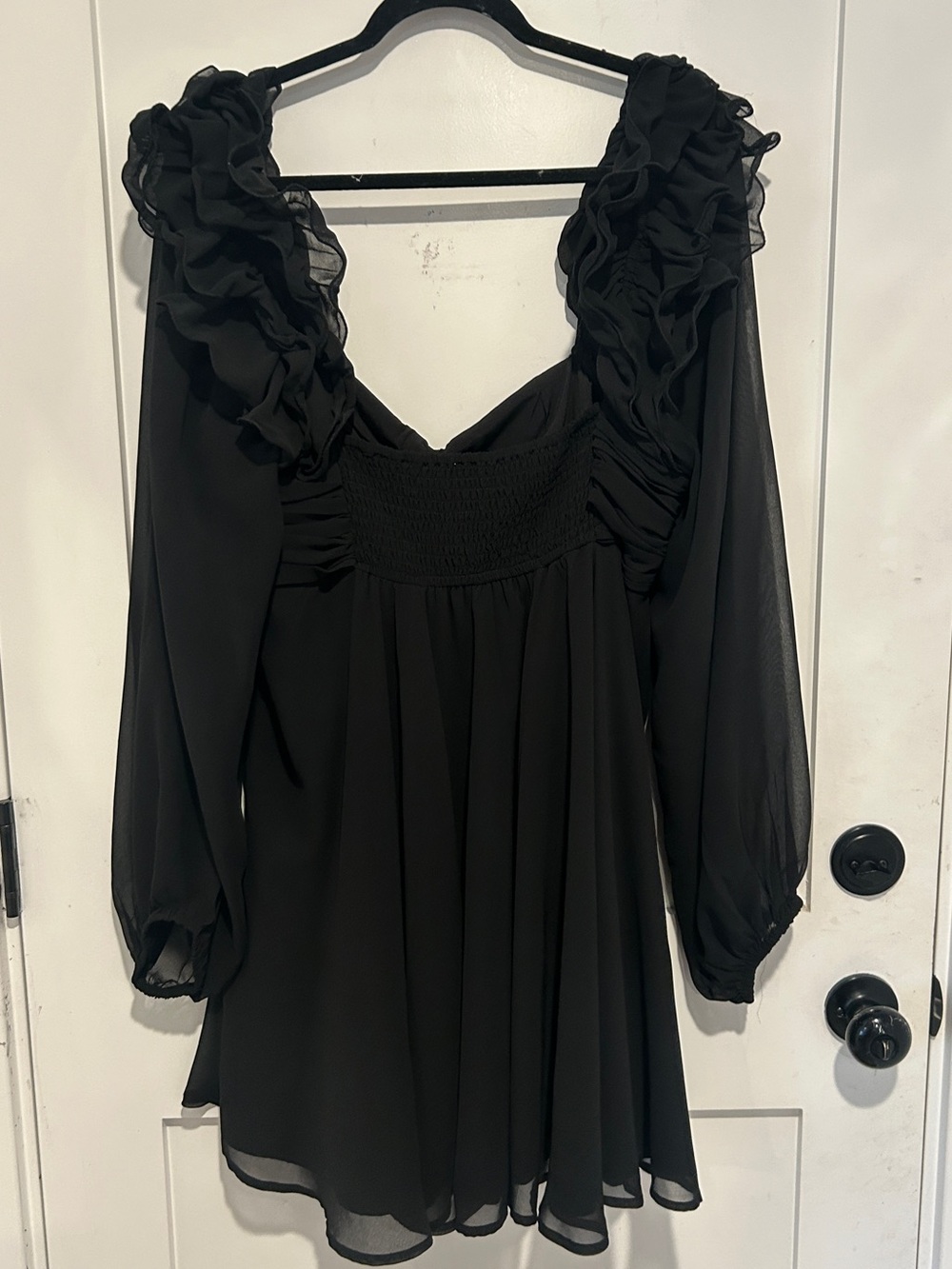 Anthropologie BHLDN Brigitta Long-Sleeve Sweetheart Chiffon Mini Dress SIZE XL - Picture 3 of 7